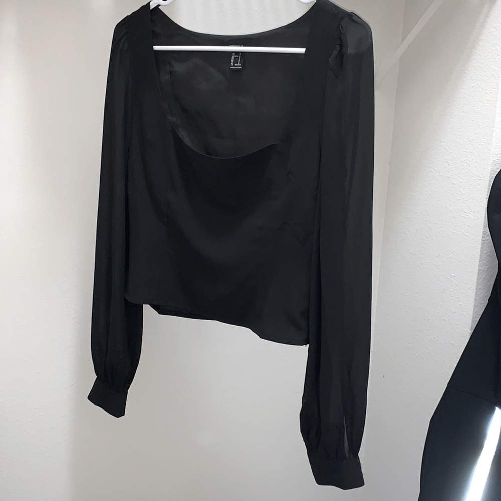 FOREVER 21 Black top w/ black sheer long sleeves